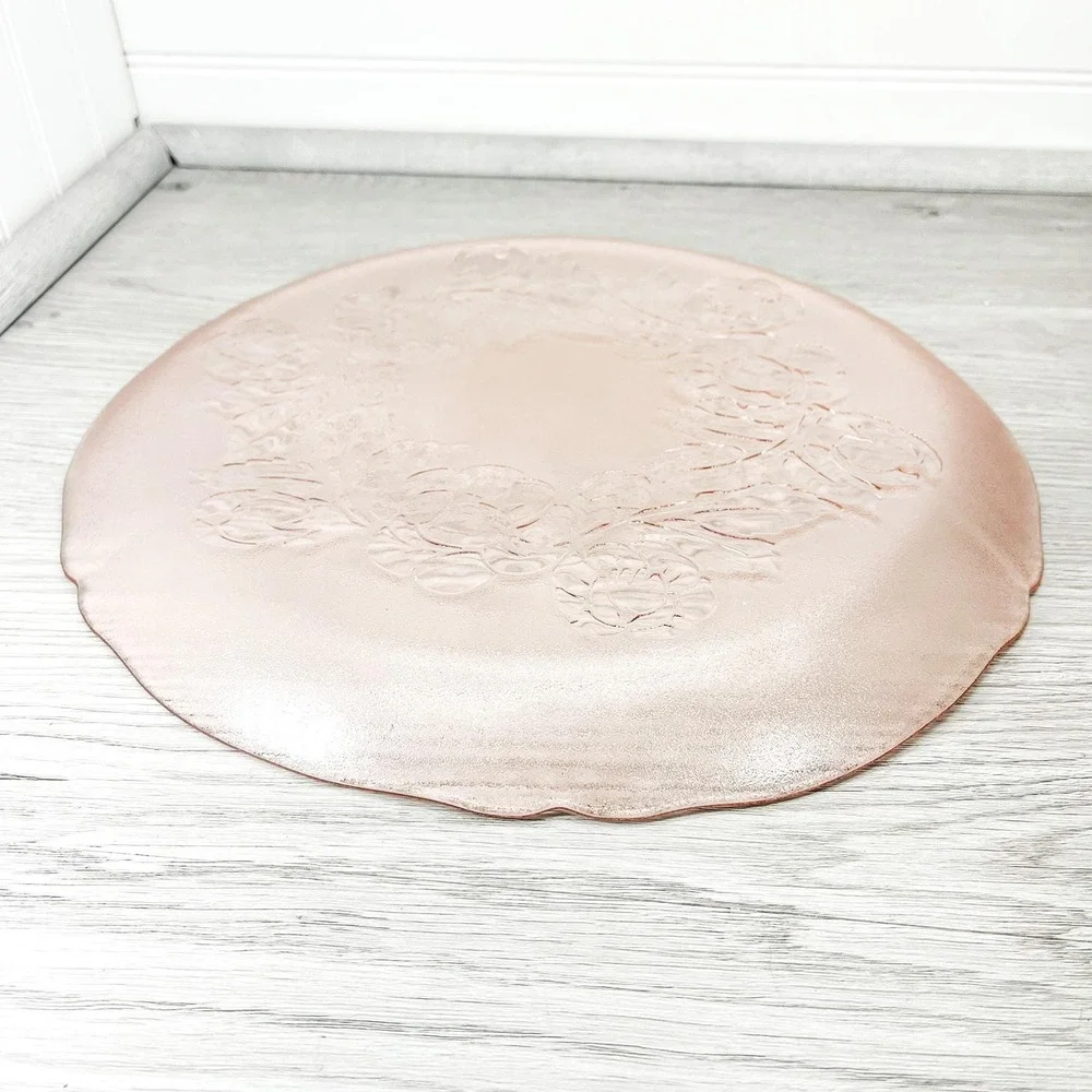Vintage Pink Glass Dinner‎ Plate: Jeanette Windsor Platter